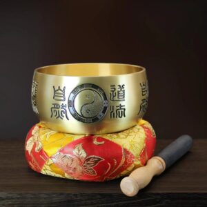 Thickened Copper chime, household monk singging Bowl, Dharma instrument brass bell wooden fish knocker, buddhist Taoist priest's alms bowl Eight Diagrams, practice meditation yoga chant bowl