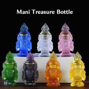 Ancient method real coloured glaze, Mani Treasure Bottle, Eight Auspicious Vases, Home Living Room Buddhist Furnishings, Temple Tabletop Decoration, Buddha Hall Kalasha ornament height 13-17cm