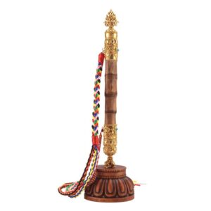 King Gesar's Ruyi scepter, Vajra-pestle ornament Can store sacred objects, Tibetan Lamaism Gesar horse whips, Pure copper Buddhist ritual implements wooden staff, Hero Gesar wand fulfill one's wishes