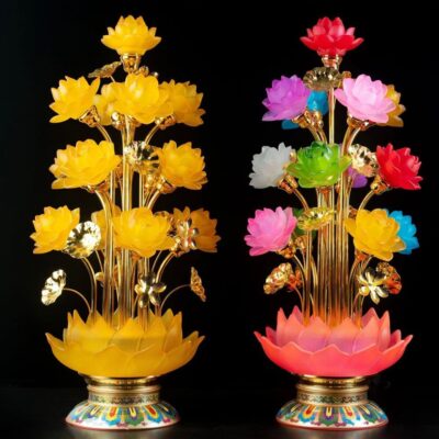 coloured glaze Led lotus lamps