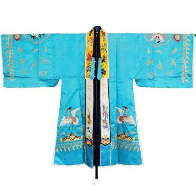 Lake blue small sleeve Five Thunder robe