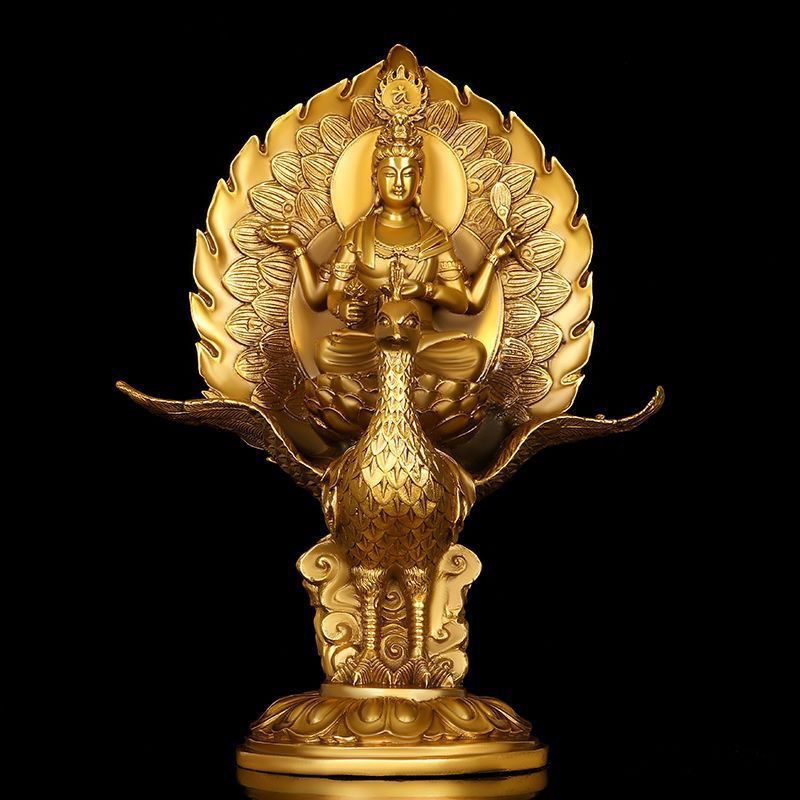 Mahamayuri Vidyaraja Brass Mahāmayūrī Statue