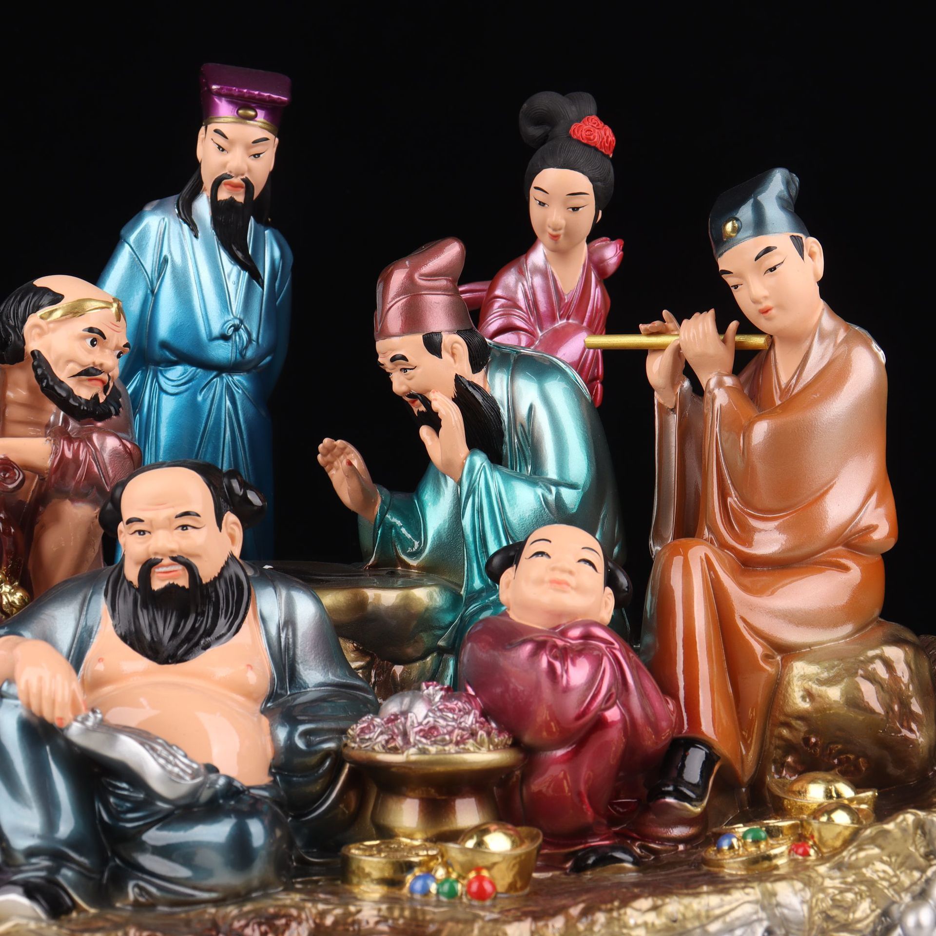 Eight Immortals Resin Dragon Boat Statue Eight Immortals Dragon Boat Statue