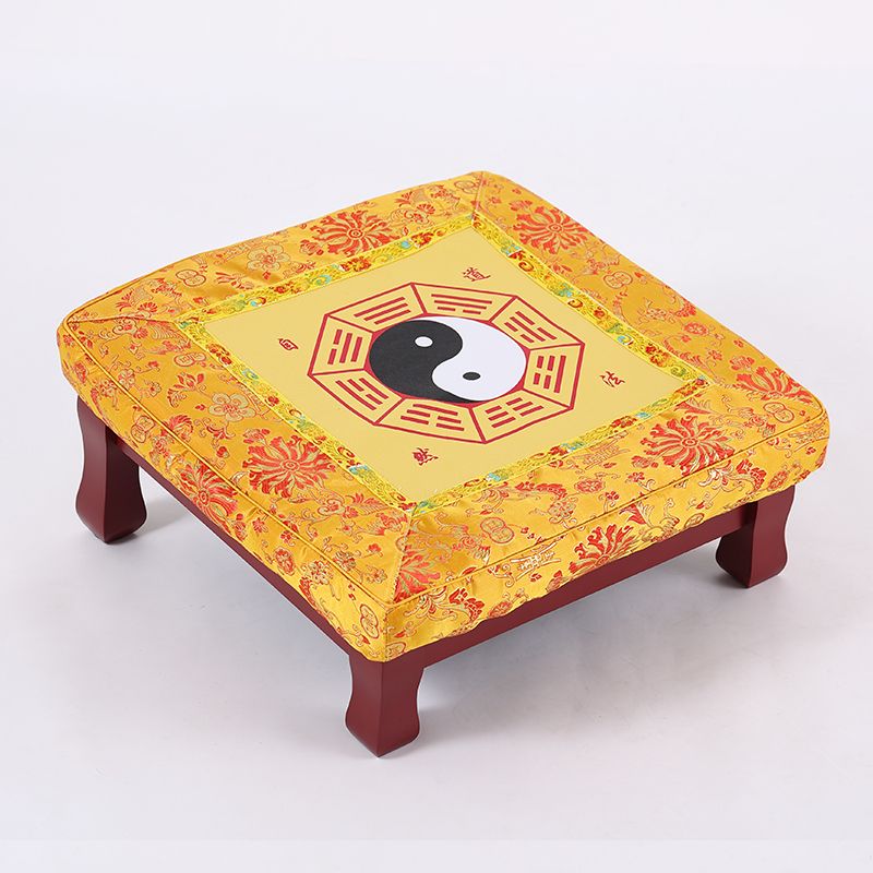 Red Wooden Buddhist Kneeling Bench - Yin Yang Bagua, Zen Meditation, Taoist Rituals Yellow (Yin Yang Bagua)