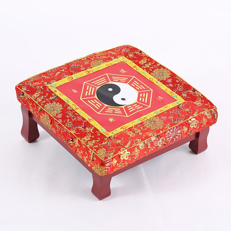 Wooden Buddhist Kneeling Bench - Zen Meditation, Taoist Rituals Red (Yin Yang Bagua)