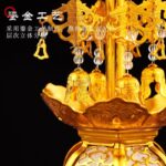 Antique Gold LED Lotus Lamp