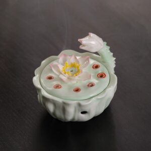 Celadon Lotus Incense Burner, Tea Room Decor