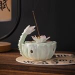 Celadon Lotus Incense Burner, Tea Room Decor