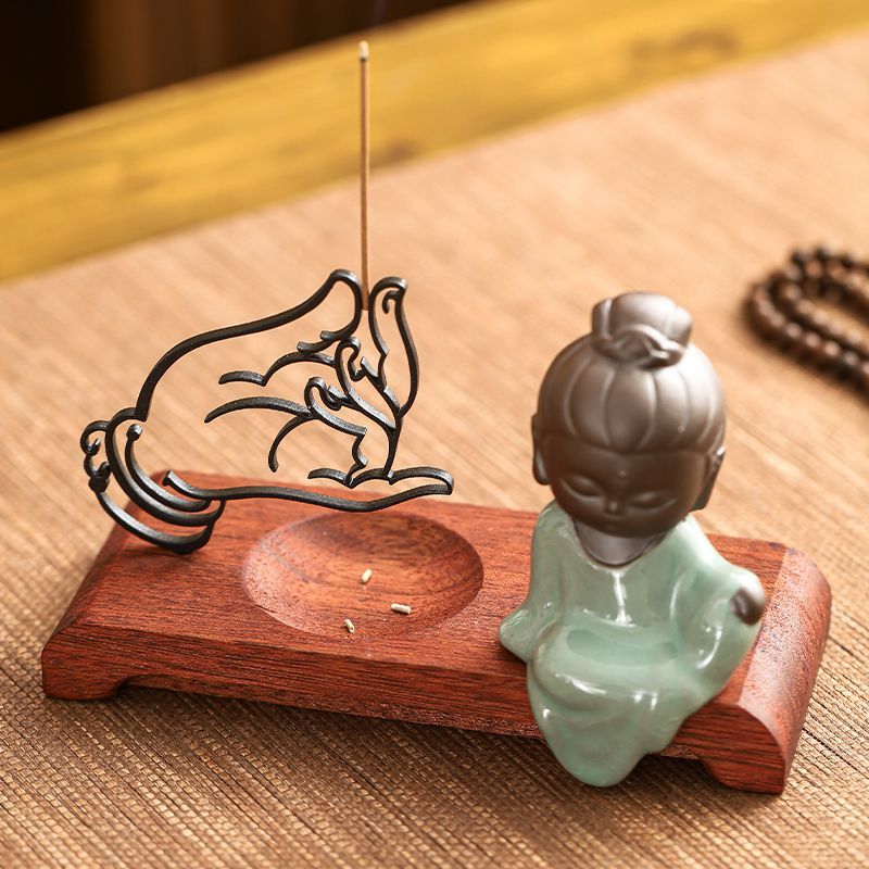 Zen Buddha Hand Incense Stick Stand - Ceramic Guanyin Figurine Zen Buddha Hand Incense Stick Stand - Ceramic Guanyin Figurine