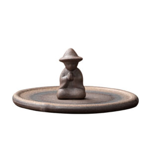 Handmade Pottery Meditation Monk Incense Holder, Vintage Style Incense Burner