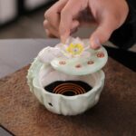 Celadon Lotus Incense Burner, Tea Room Decor