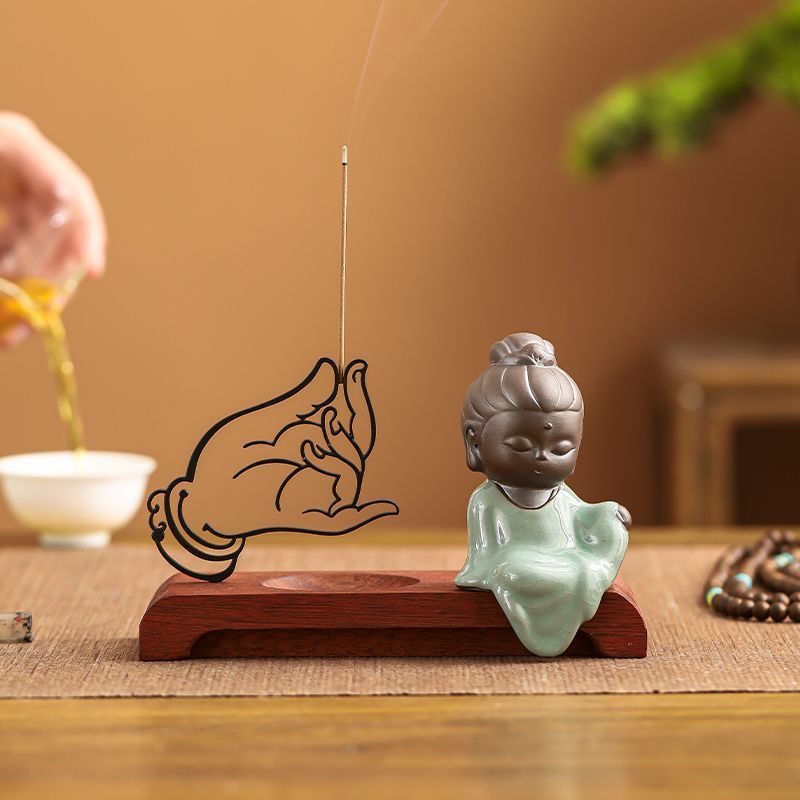 Zen Buddha Hand Incense Stick Stand - Ceramic Guanyin Figurine Zen Buddha Hand Incense Stick Stand - Ceramic Guanyin Figurine